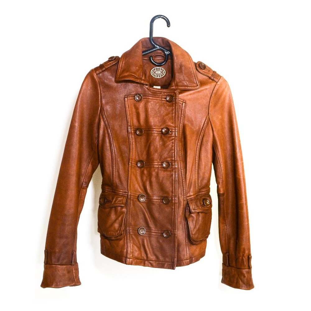 Gorgeous ANTHROPOLOGIE IDRA brown leather jacket in EUC!